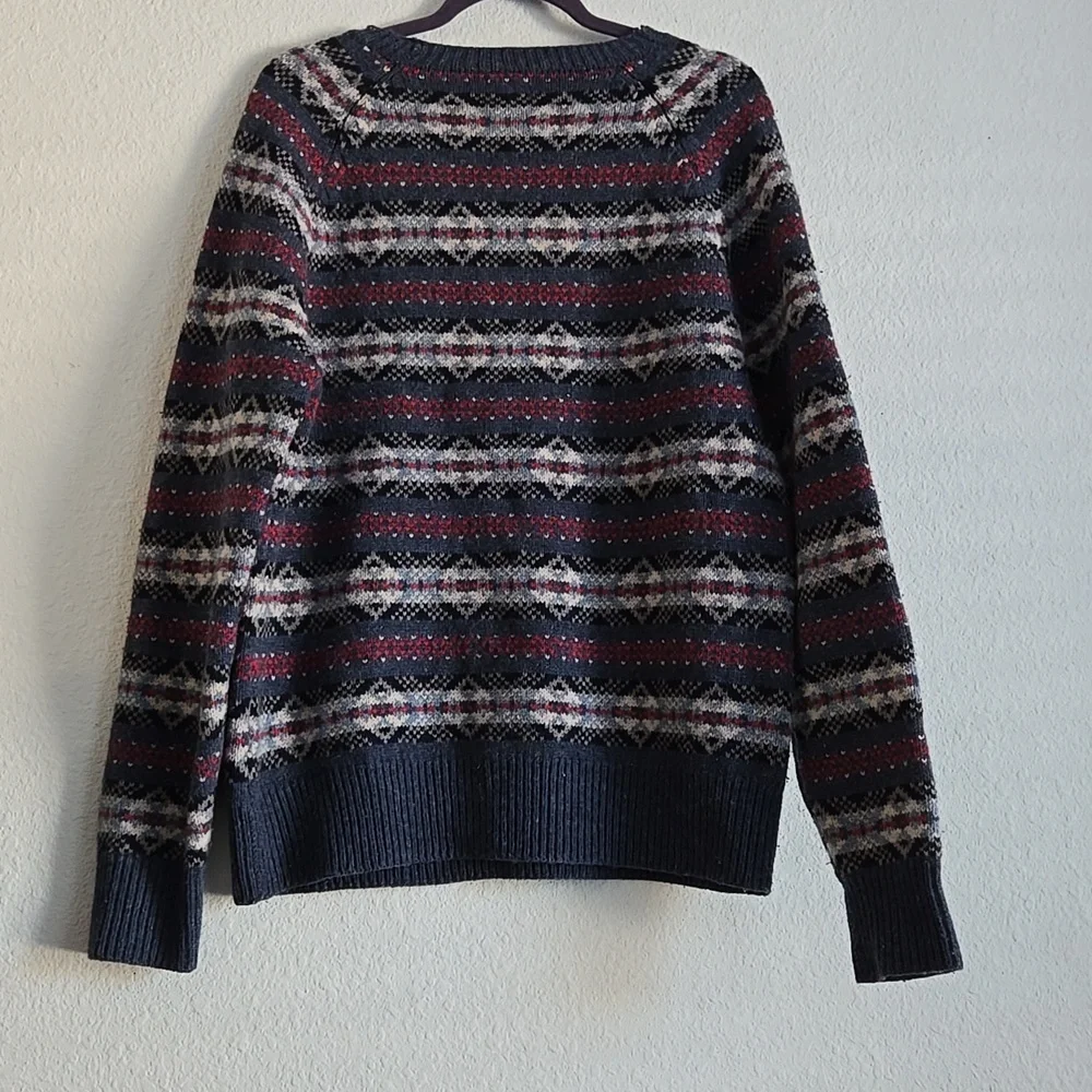 J. Crew 100% Lambwool Men's Crewneck Sweater - Navy, Red, Cream Size L